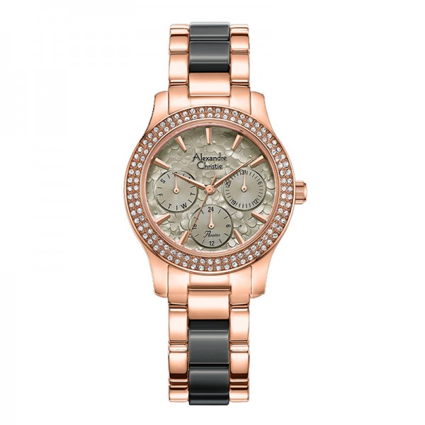 Alexandre Christie AC 2932 Rosegold Grey Flower BFBRGGR